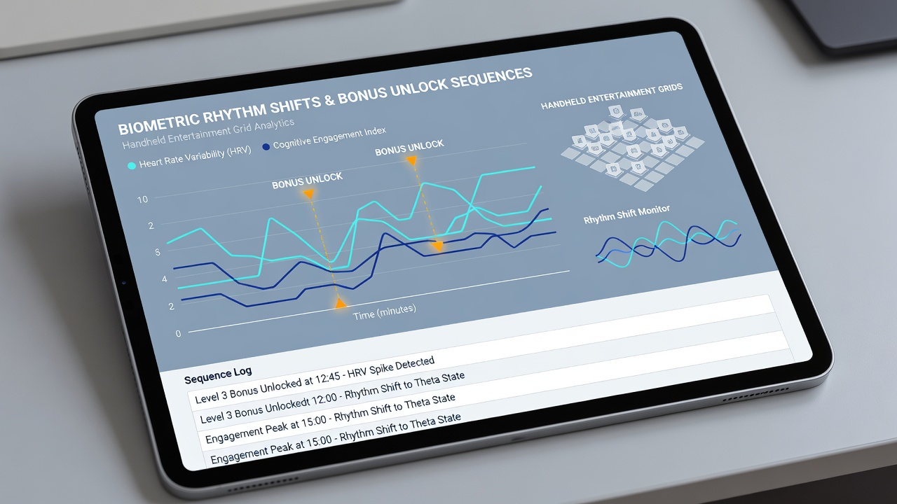 Graph overlay showing biometric rhythm lines intersecting with bonus sequence timelines on a mobile screen