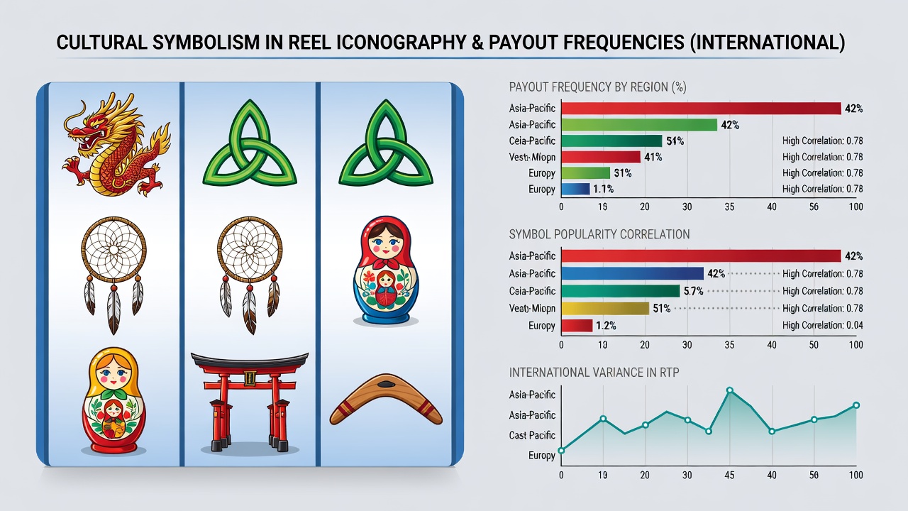 Data visualization showing symbol frequency distributions and payout correlations across global slot libraries