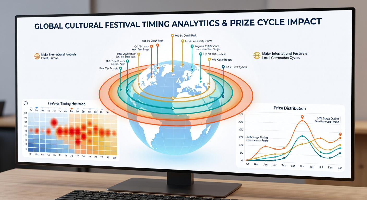 Analytics dashboard showing prize distribution cycles aligned with international cultural festival dates