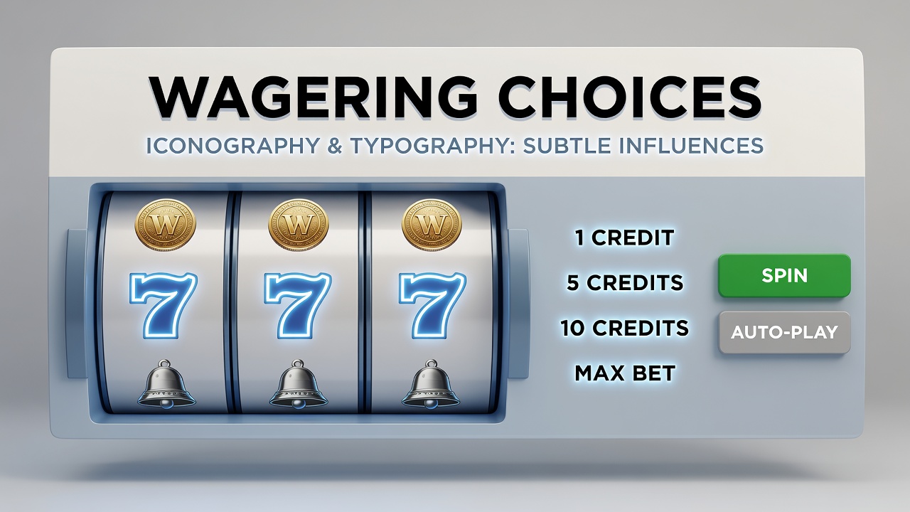 Typography variations and their placement in mobile reel game screens affecting wager selections