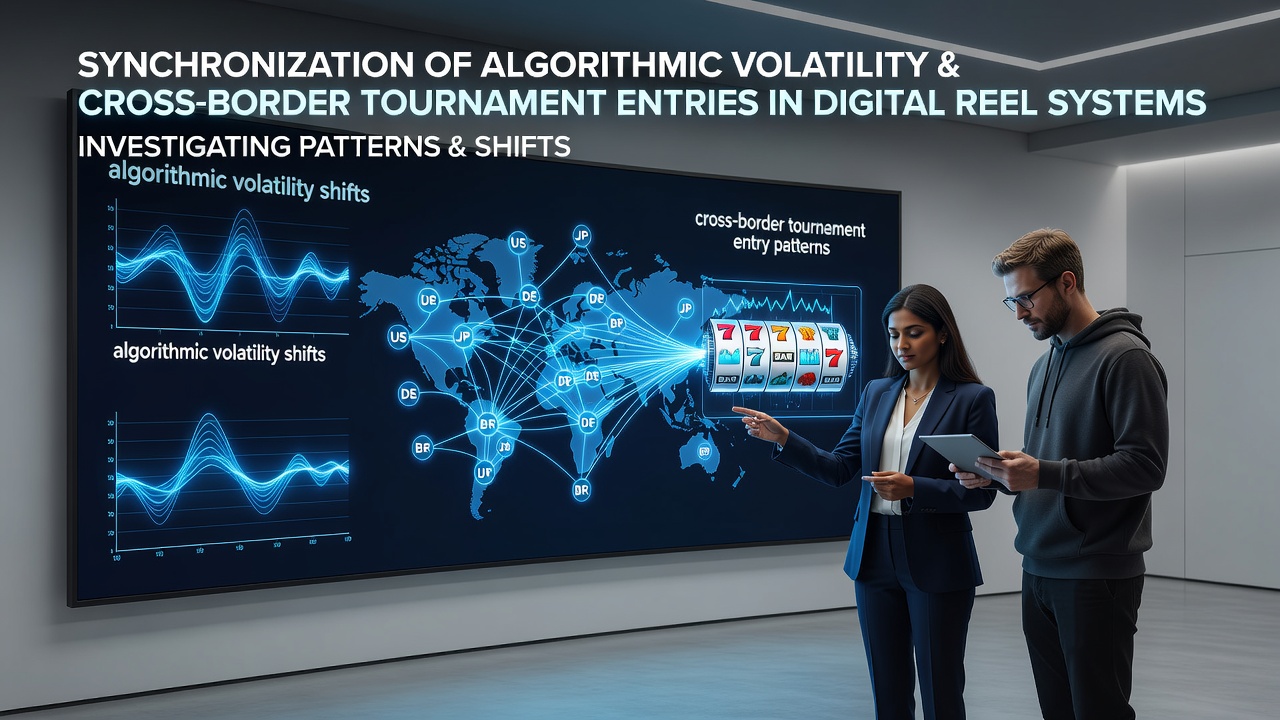 Digital reel systems displaying volatility metrics alongside global tournament entry heatmaps